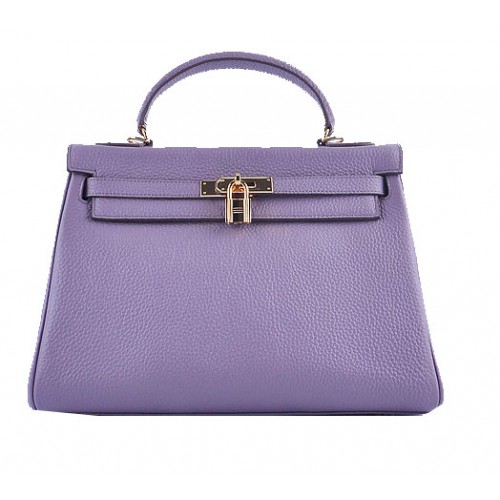 Hermes Kelly 32cm Schoudertassen Lavendel Korrelig Leer Goud
