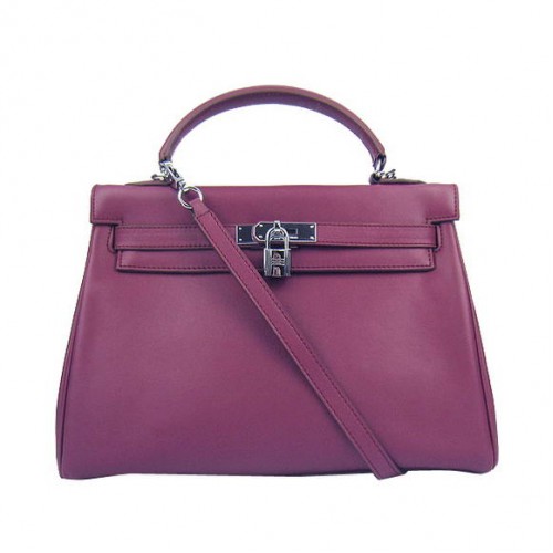 Hermes Kelly 32cm Togo lederen handtassen 6018 bordeaux zilver