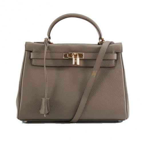 Hermes Kelly 32cm Togo lederen handtassen 6018 donkergrijs goud