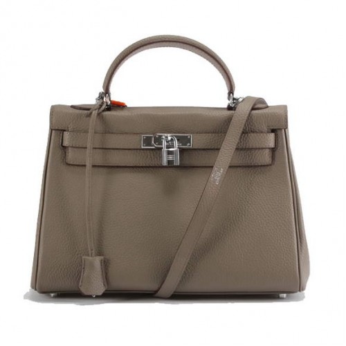 Hermes Kelly 32cm Togo lederen handtassen 6018 donkergrijs zilver