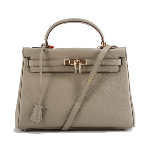 Hermes Kelly 32cm Togo lederen handtassen 6018 lichtgrijs goud