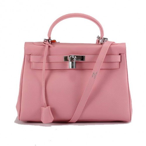 Hermes Kelly 32cm Togo lederen handtassen 6018 roze zilver