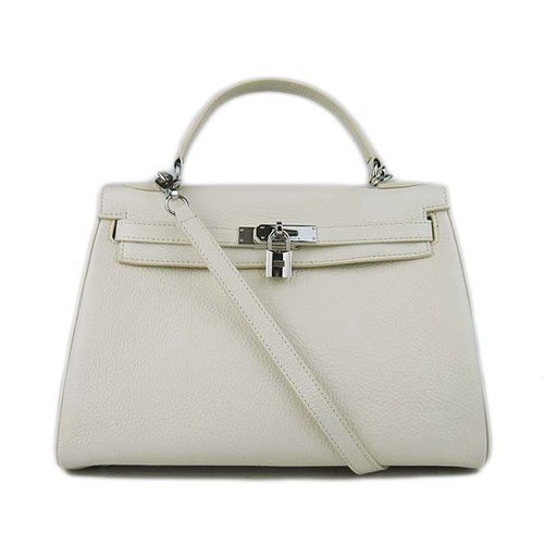 Hermes Kelly 32cm Togo lederen handtassen 6018 wit zilver