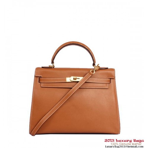 Hermes Kelly 32cm Top Handle Bag Camel Togo Leer Goud
