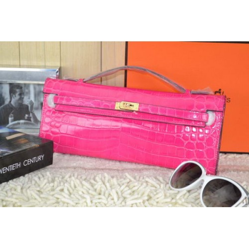 Hermes Kelly Clutch Bag Krokodil Leer K31 Rose