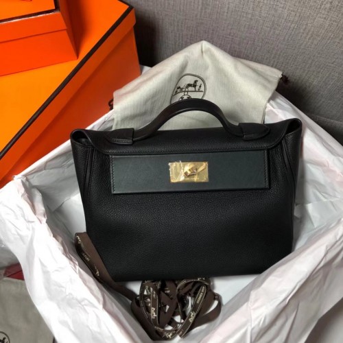 Hermes Kelly Original togo lederen draagtas H2424 zwart