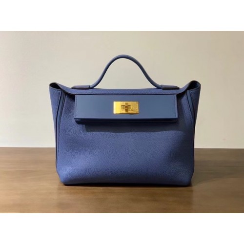 Hermes Kelly Original togo lederen draagtas H2424 Elektro-optisch blauw