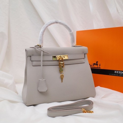 Hermes Kelly Schoudertas Origineel TOGO Leer KY3255 Parelgrijs