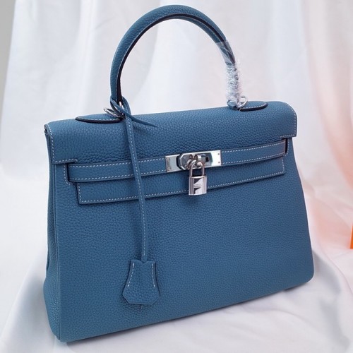 Hermes Kelly Schoudertas Origineel TOGO Leer KY3255 blauw