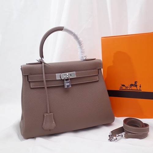 Hermes Kelly Schoudertas Origineel TOGO Leer KY3255 grijs