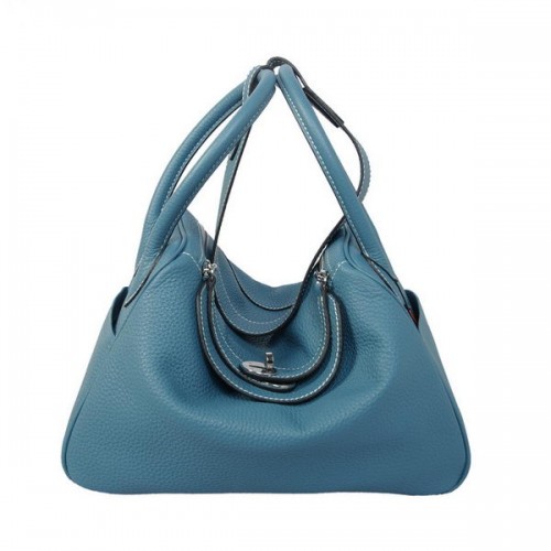 Hermes Lindy 30 cm blauw korrelig leer Havanne schoudertas