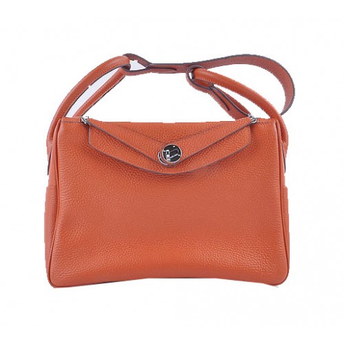 Hermes Lindy 30cm korrelige lederen schoudertas H6207 oranje