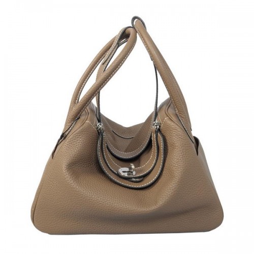 Hermes Lindy 30cm grijze korrelige lederen havanne schoudertas