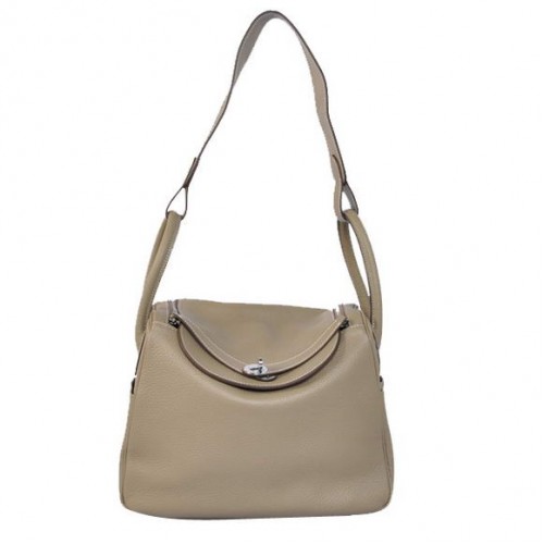 Hermes Lindy 30CM Havanne handtassen 1057 grijs leer zilver hardware