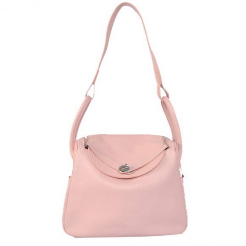 Hermes Lindy 30CM Havanne Handtassen 1057 Roze Leer Zilver Hardware