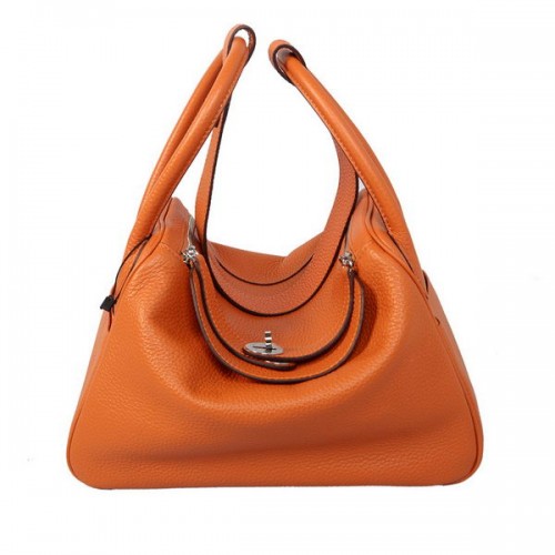 Hermes Lindy 30 cm oranje korrelig leer Havanne schoudertas