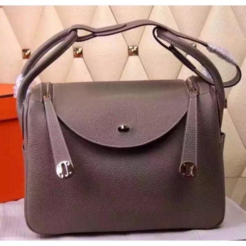 Hermes Lindy 30cm lederen schoudertas H0881 grijs