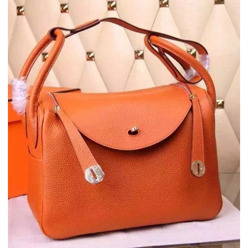 Hermes Lindy 30cm lederen schoudertas H0881 oranje
