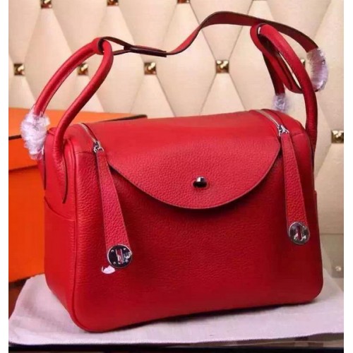 Hermes Lindy 30cm lederen schoudertas H0881 rood