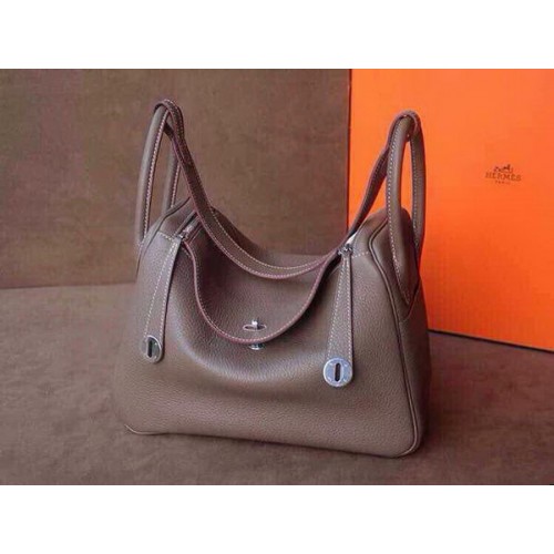Hermes Lindy 30cm originele lederen schoudertas HLD30 donkergrijs