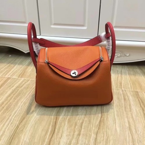 Hermes Lindy 30CM originele lederen schoudertas LD30 oranje en rood