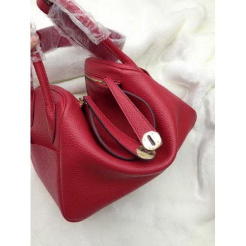 Hermes Lindy 30CM rood lederen schoudertas HLD30 goud
