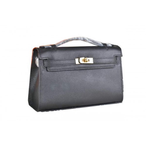Hermes MINI Kelly 22cm draagtas kalfsleer zwart