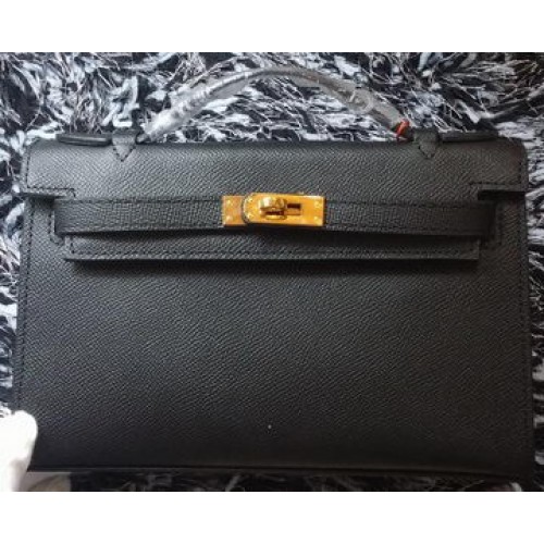 Hermes MINI Kelly 22cm draagtas kalfsleer K011 zwart