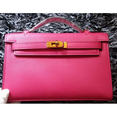 Hermes MINI Kelly 22cm draagtas kalfsleer K011 roze