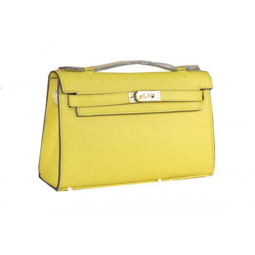 Hermes MINI Kelly 22cm draagtas kalfsleer citroen