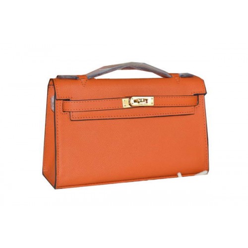 Hermes MINI Kelly 22cm draagtas kalfsleer oranje