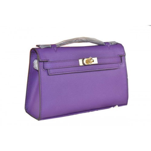 Hermes MINI Kelly 22cm draagtas kalfsleer paars