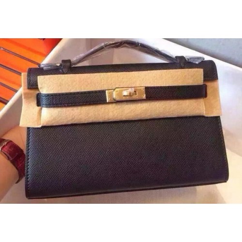 Hermes MINI Kelly 22cm draagtas kalfsleer K22 zwart