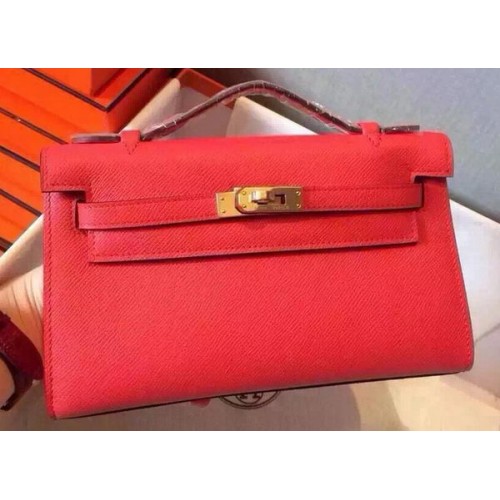 Hermes MINI Kelly 22cm draagtas kalfsleer K22 rood