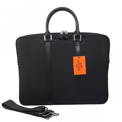 Hermes heren aktetas canvas leer H1656 zwart