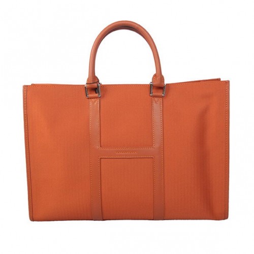 Hermes Heren Aktetas Canvas Leer H1691 Oranje