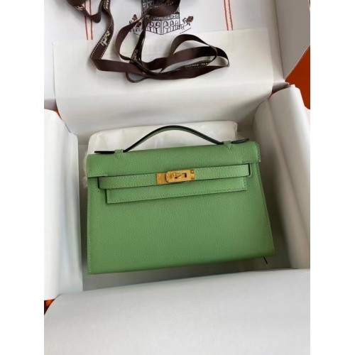 Hermes Original Epsom Leather KEL2278 groen & goudkleurig metaal
