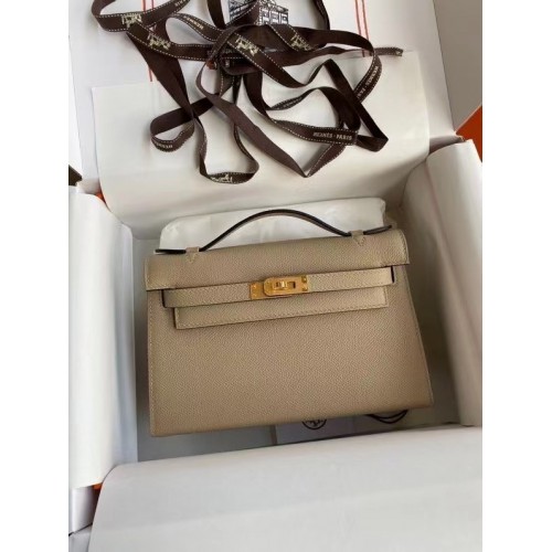 Hermes Original Epsom Leather KEL2278 grijs & goudkleurig metaal