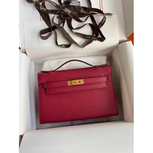 Hermes Original Epsom Leather KEL2278 paarsachtig en goudkleurig metaal