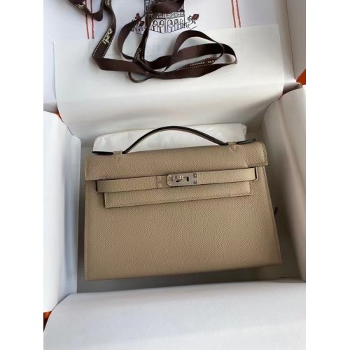 Hermes Original Epsom Leer KEL2278 grijs & zilverkleurig metaal