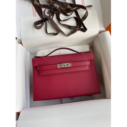 Hermes Original Epsom Leather KEL2278 paarsachtig en zilverkleurig metaal