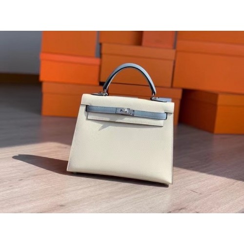 Hermes Original Epsom Leer KEL2578 creme & hemelsblauw