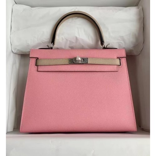 Hermes Original Epsom Leer KEL2578 roze en lichtgrijs