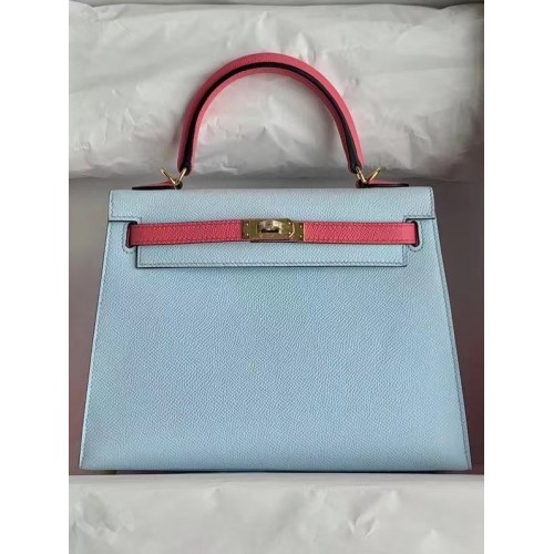 Hermes Original Epsom Leer KEL2578 hemelsblauw en roze