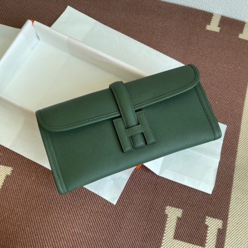Hermes Original Espom lederen clutch 37088 zwartachtig groen