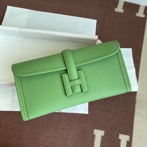 Hermes Original Espom lederen clutch 37088 lichtgroen