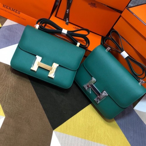Hermes Original Espom Leather Constance Bag 5333 zwartachtig groen