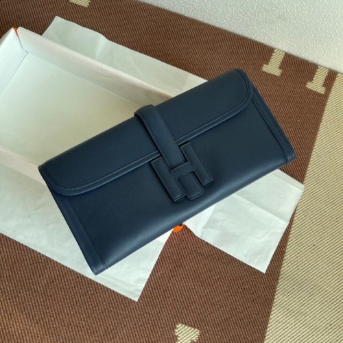 Hermes Original jige swift lederen clutch 37088 saffierblauw