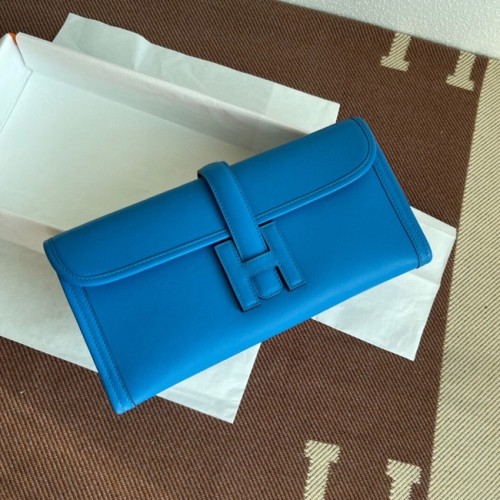 Hermes Original jige swift lederen clutch 37088 blauw