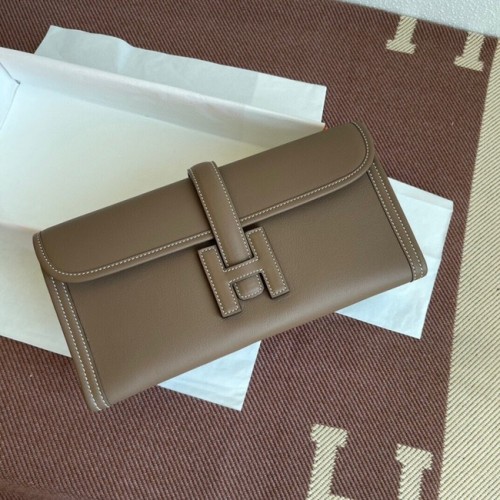 Hermes Original jige swift lederen clutch 37088 donkergrijs